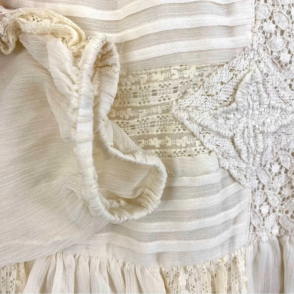 Free People Leigh Chiffon Embroidered Lace Mini Dress — Ivory (M) - Picture 6 of 7